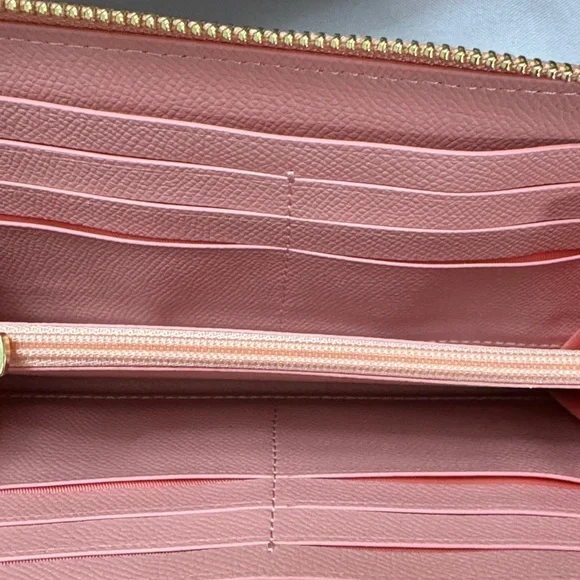 Coach Brown and Pink Floral Women's Accordion Zip Around Wallet NWT - Picture 6 of 9